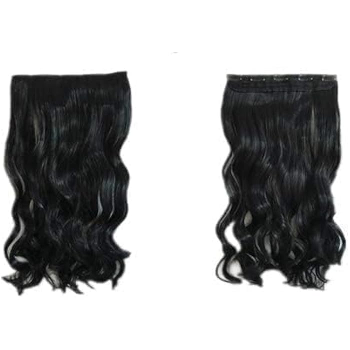 DILLARDS European Woman 5 Card Volume Hair Extensions One-Piece Thickened No Trace Clip Wigs Long Curly Hair Hairpiece-Black - Image 2